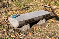 Bench with bronze inlay. Bronze  Memorials, Monuments, Plagues for grave markers in Cleveland Ohio
