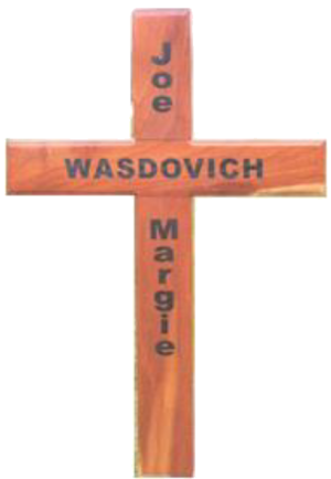 Light Stain Wooden Crosses with Dark Lettering