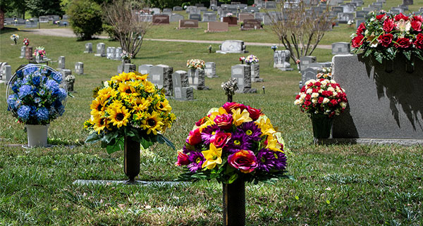 photo of flowers at cemetery