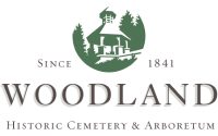 logo for Woodland Cemetery and Arboretum in Dayton Ohio